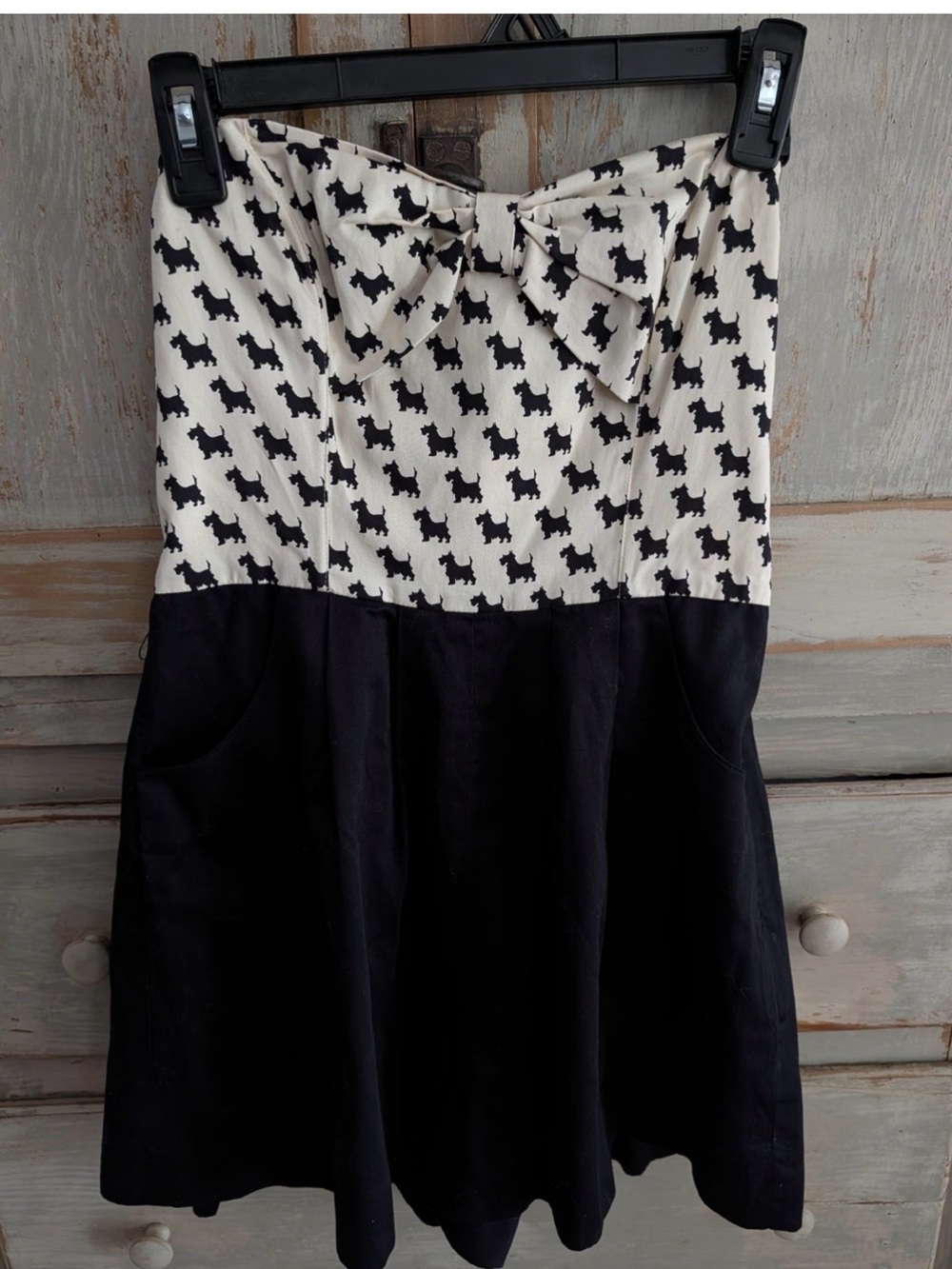 Maeve Black and Cream Dog-Print Bow Dress